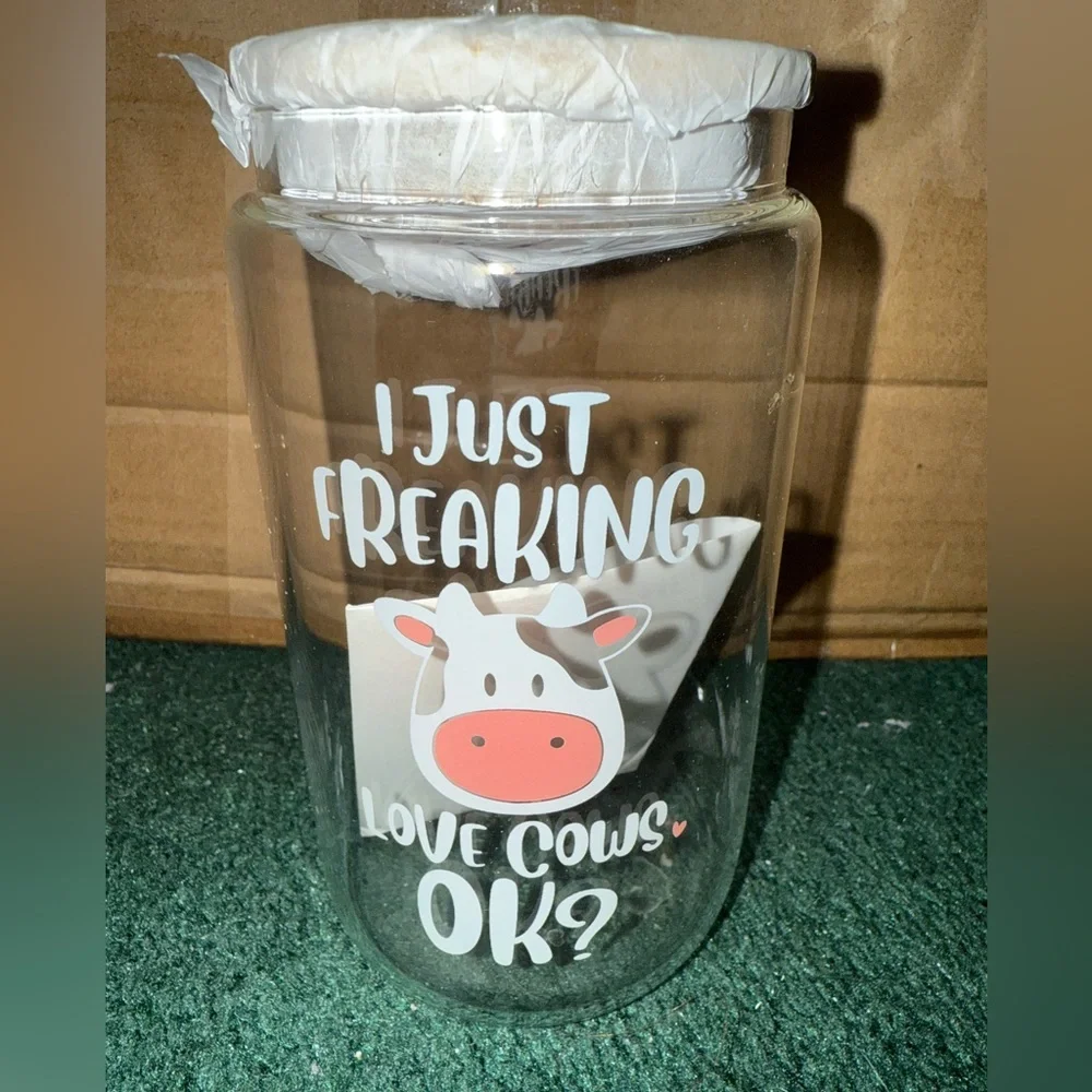 Cow-Themed Glass‎ Jar with Lid